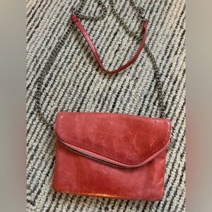 Hobo Pink Leather Slim Crossbody Bag Purse Wallet